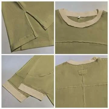 Songling Womens 3/4 Length Sleeve Casual Loose Fit Summer Tee Shirt Basics Cotton t Shirts Trendy Tops(Green,M)