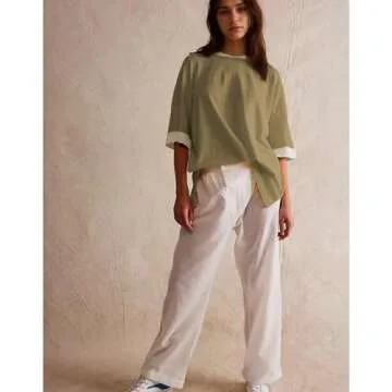 Songling Womens 3/4 Length Sleeve Casual Loose Fit Summer Tee Shirt Basics Cotton t Shirts Trendy Tops(Green,M)