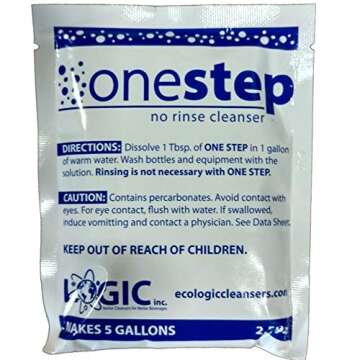 LOGIC INC ONESTEP NO RINSE CLEANSER - 2.5oz Pack One Step Environmentally Friendly Sanitizer No Rinse No Clorine No Film