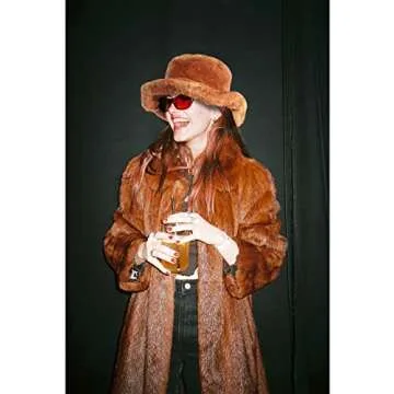 LA CARRIE Women's Snakeskin Print Faux Fur Bucket Hat Winter Warmer Fisherman Cap (Camel)