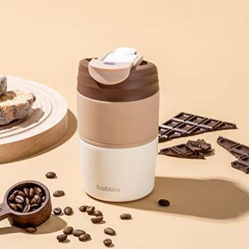 Insulated Coffee Tumbler with Lid and Straw, Stainless Steel Coffee Mug Leak Proof, Small Coffe Ther...