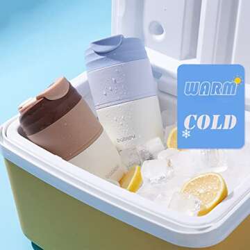 Insulated Coffee Tumbler with Lid and Straw, Stainless Steel Coffee Mug Leak Proof, Small Coffe Thermal Tumbler for Travel, 14 oz, Brown