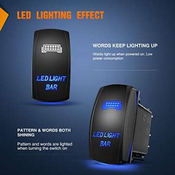 Nilight 90001B LED Rocker Switch with Jumper Wires Set