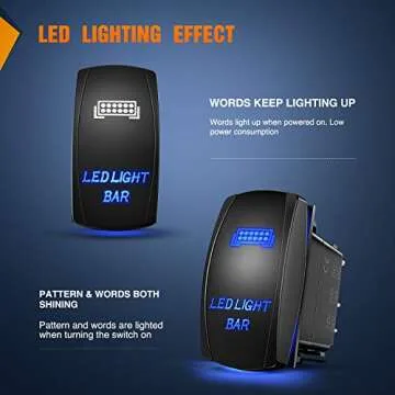 Nilight 90001B LED Rocker Switch with Jumper Wires Set