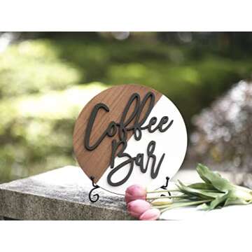 Lavender Inspired Coffee Bar Sign Round-Modern Farmhouse Coffee Bar Boho Wall Decor-3D Coffee Cutout Sign-10" Tiered Tray Decor-Coffee Lover Gift