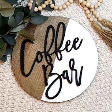Lavender Inspired Coffee Bar Sign Round-Modern Farmhouse Coffee Bar Boho Wall Decor-3D Coffee Cutout Sign-10" Tiered Tray Decor-Coffee Lover Gift