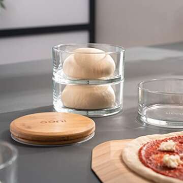 ooni Stack - Pizza Preparation Storage - Glass Stackable Storage Containers - Sealable Kitchen Containers with Lid - Reusable Set of 3 Containers