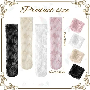 Bencailor Sheer Lace Socks - 4 Pairs for Chic Elegance