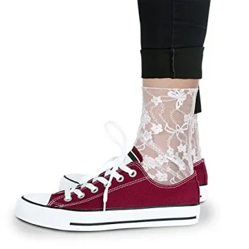 Bencailor Sheer Lace Socks - 4 Pairs for Chic Elegance