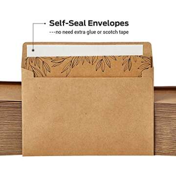 Ohuhu Bulk 104 Thank You Cards Brown Kraft 4x6 Thank You Notes with Self-Seal Envelopes and Stickers - Elegant 8 Design Greeting Card for Wedding Shower Business Graduation Birthday