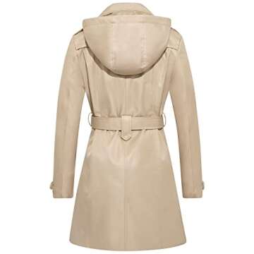 FARVALUE Women's Waterproof Trench Coat Double Breasted Windbreaker Classic Belted Lapel Overcoat wi...