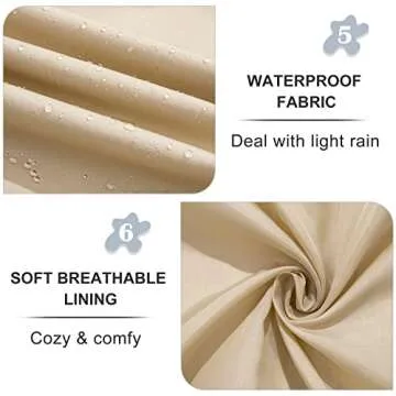 FARVALUE Women's Waterproof Trench Coat Double Breasted Windbreaker Classic Belted Lapel Overcoat with Removable Hood Khaki Medium