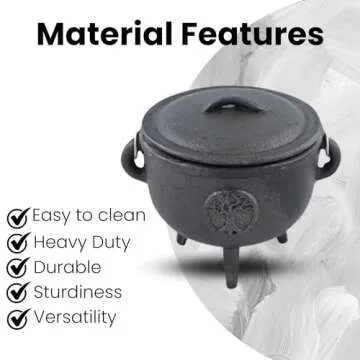 Cast Iron Cauldron with Lid for Spells & Rituals | 6 Incense Cups Included