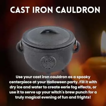 Cast Iron Cauldron with Lid for Spells & Rituals | 6 Incense Cups Included