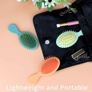 Mini Soft Bristle Detangler Hair Brushes - 8 Pack Travel Set