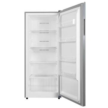 Hamilton Beach HBFRF1495 14 cu ft Upright Convertible Fridge/Freezer-Frost Free-Removable Glass Shelves-LED Interior Light, Stainless