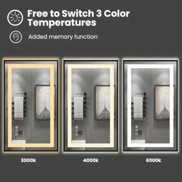 Amorho 84"x 32" LED Bathroom Mirror Framed, Front Light and Backlit, Stepless Dimmable, Anti-Fog, Shatter-Proof, Memory, 3 Colors, Double LED Vanity Mirror