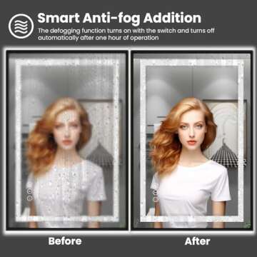 Amorho 84"x 32" LED Bathroom Mirror Framed, Front Light and Backlit, Stepless Dimmable, Anti-Fog, Shatter-Proof, Memory, 3 Colors, Double LED Vanity Mirror