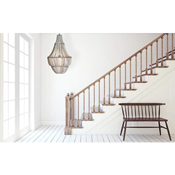 Rustic Wood Bead Chandelier for Elegant Living Spaces
