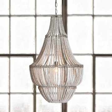 Rustic Wood Bead Chandelier for Elegant Living Spaces