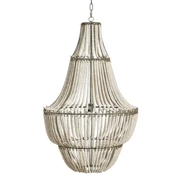 Rustic Wood Bead Chandelier for Elegant Living Spaces