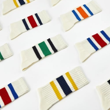 Trendy Retro Stripe Crew Socks for Women - 5 Pack Cozy Comfort