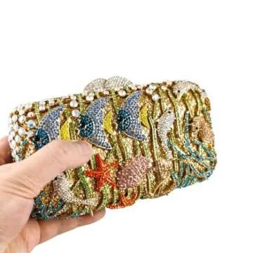 Stylish WuDiaoer Starfish Rhinestone Evening Clutch