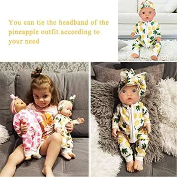 Ecore Fun 5 Sets 14-16 Inch Baby Doll Clothes and Headbands Outfits Pjs for 43cm New Born Baby Dolls, 15 Inch Baby Doll, 18 Inch Girl Doll