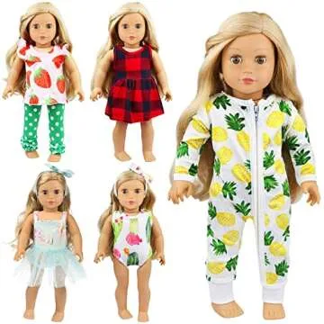 Ecore Fun 5 Sets 14-16 Inch Baby Doll Clothes and Headbands Outfits Pjs for 43cm New Born Baby Dolls, 15 Inch Baby Doll, 18 Inch Girl Doll