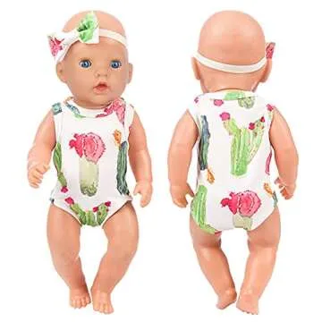 Ecore Fun 5 Sets 14-16 Inch Baby Doll Clothes and Headbands Outfits Pjs for 43cm New Born Baby Dolls, 15 Inch Baby Doll, 18 Inch Girl Doll