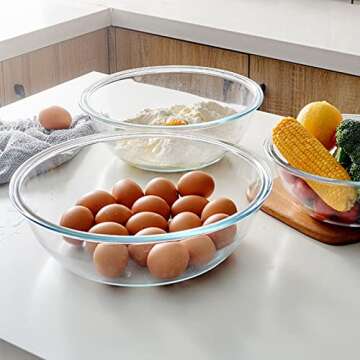 Glass Mixing Bowl Set with Airtight Lids - Versatile & Durable