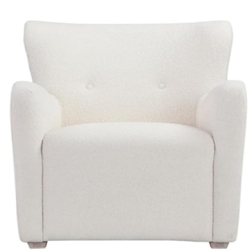Pemberly Row Contemporary Lounge Chair in Boucle Fabric White