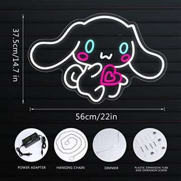 Cinnamoroll neon sign wall art LED neon bedroom game room decoration Japanese cartoon character dog image cute home decor night light brings a personalized gift for children