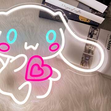Cinnamoroll neon sign wall art LED neon bedroom game room decoration Japanese cartoon character dog image cute home decor night light brings a personalized gift for children