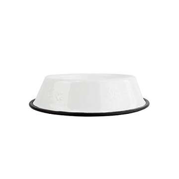 Platinum Pets 6.25 Cup Embossed Non-Tip Stainless Steel Dog Bowl, Pearl White