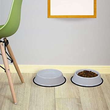 Platinum Pets 6.25 Cup Embossed Non-Tip Stainless Steel Dog Bowl, Pearl White