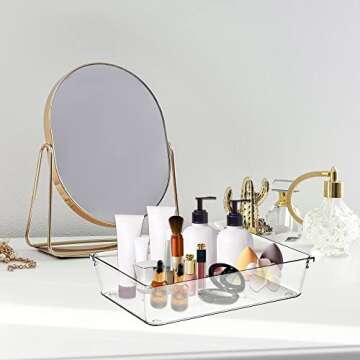 Ravinte 6 Pack Drawer Organizer - 6" X 9" Plastic Storage Bins, Acrylic Organizers with Non-Slip Pad...