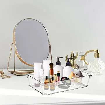 Ravinte 6 Pack Drawer Organizer - 6" X 9" Plastic Storage Bins, Acrylic Organizers with Non-Slip Pad...