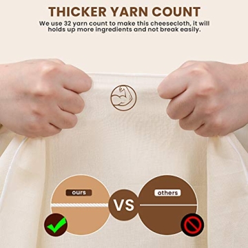 Ultra Fine Precut Cheesecloth 15x15'' 4 Pack for Cooking