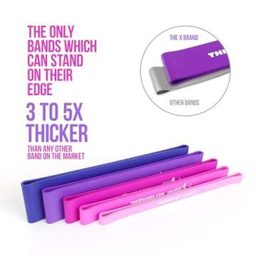 THE X BANDS Booty Bands Resistance Bands - Thick Resistance Bands - Booty Resistance Bands - Booty Band - Resistance Bands Beach Body - Booty Bands Thick - Pink Resistance Loop Exercise Bands Set Of 5
