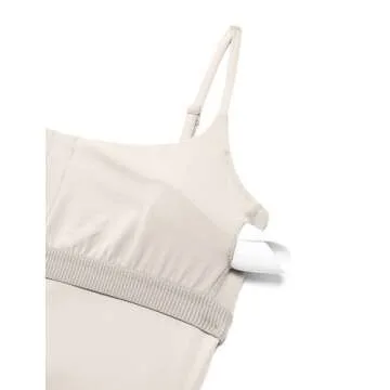 CRZ YOGA Butterlift Womens Scoop Neck Longline Sports Bra - U Back Adjustable Straps Workout Crop Tank Top with Built in Pads Mojave Tan Medium