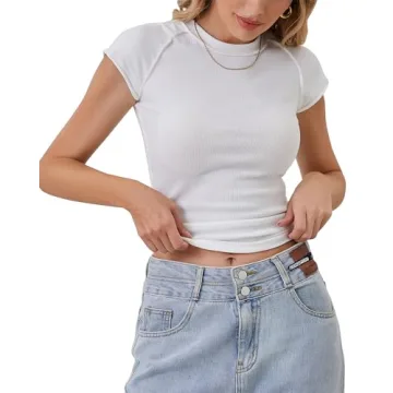 Calbatic Women Cap Sleeve Slim Fit Casual Summer Tee