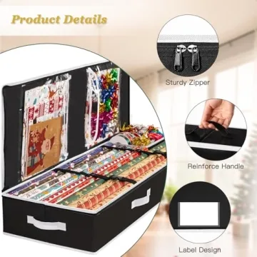 Durable Criusia Gift Wrap Organizer Fits 24 Rolls