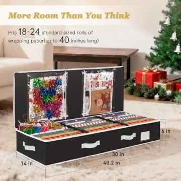 Durable Criusia Gift Wrap Organizer Fits 24 Rolls