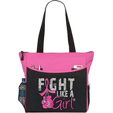 Fight Like a Girl Knockout Tote Bag - Pink Breast Cancer Support