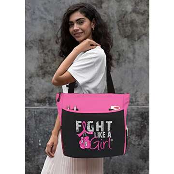 Fight Like a Girl Knockout Tote Bag - Pink Breast Cancer Support