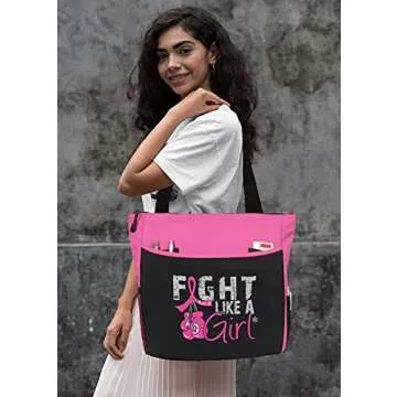 Fight Like a Girl Knockout Tote Bag - Pink Breast Cancer Support