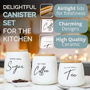 Elegant FIFTH FORK 3-Piece Airtight Canister Set