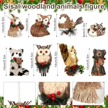 Charming Woodland Animal Christmas Ornaments Set for Holiday Decor