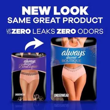 Always Discreet Boutique Adult Incontinence & Postpartum Underwear for Women, Maximum Protection, Pe...